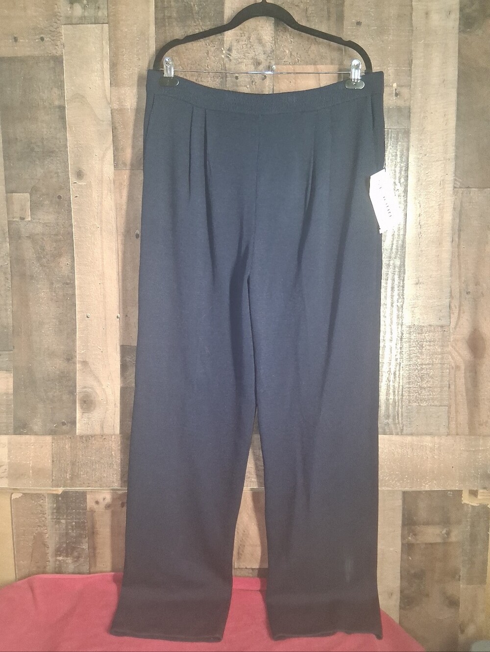 NWT St. John Basics Santana Knit Navy Blue Pants Slacks Size 16 Womens Wide Leg